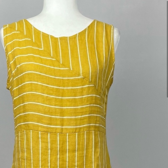 NWT Golden Yellow Vanessa Zani 100% Linen Midi Column Dress Made in Italy - S - Picture 3 of 7